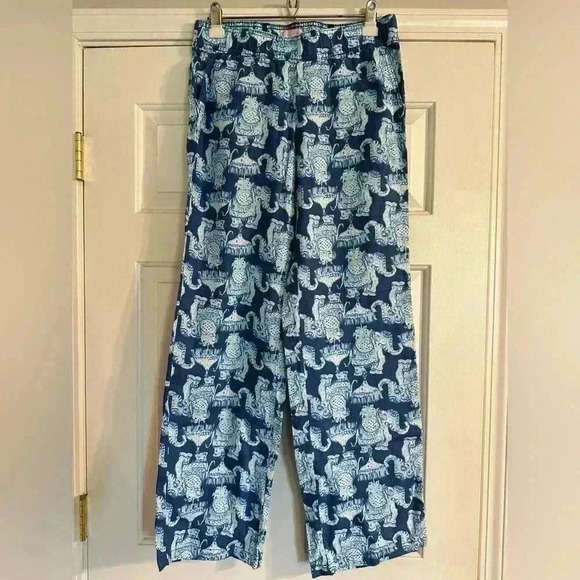 Lilly Pulitzer Pants - Women’s Lilly Pulitzer Florita Linen Elephant Pants Blue Indigo Joy Ride Size M